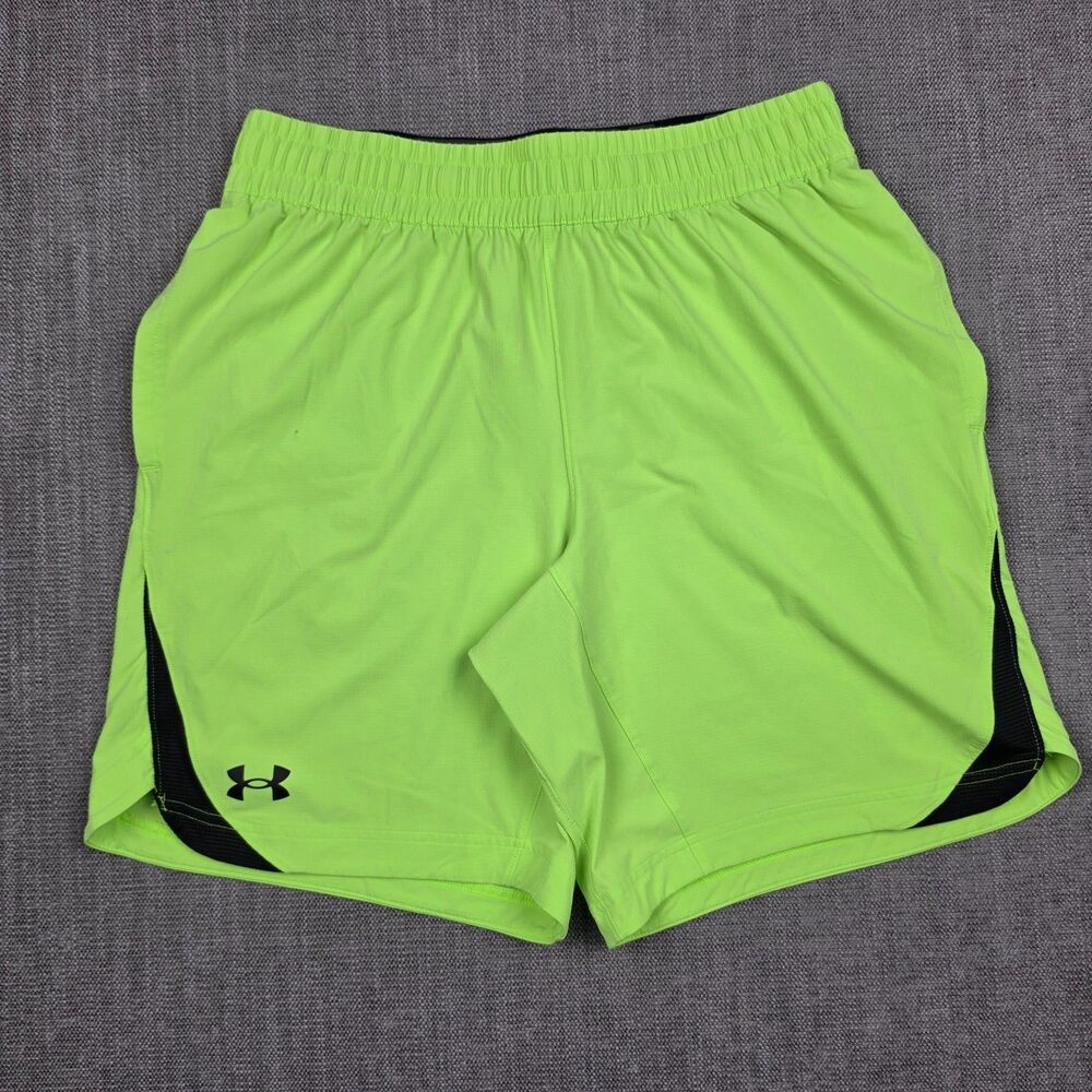 Under Armour Men Medium Green Launch Stretch Running Shorts Athletic Workout Gym